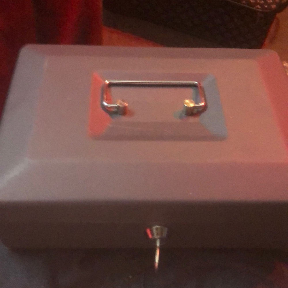 Metal box with a lock and key